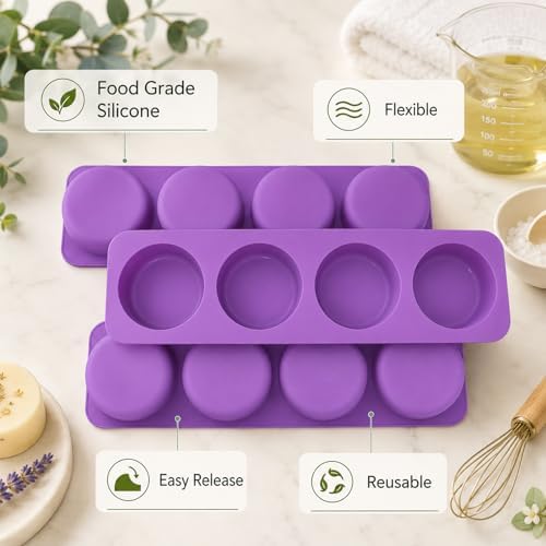 3Pack Round Silicone Mold Round Silicone Soap Mold Rounds Handmade Soap Making Mold Circle Silicone Mold Circle Mold Handmade Soap Mold for Soap Candle Lotion Bath Bombs Resin Wax Cake Chocolate Candy