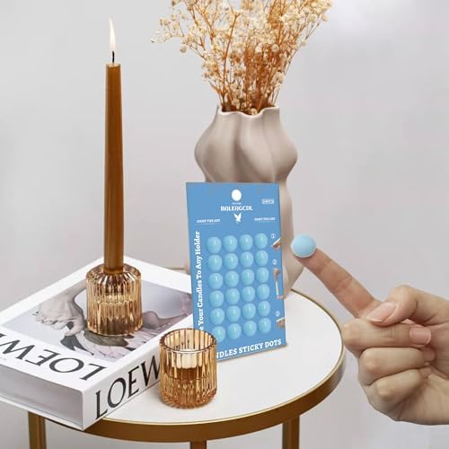 Candle Sticky Dots - Blue Wax Candle Adhesive Dots - Unscented Cire Adhesive for Secure Candle Placement - Easy Clean and Traceless Adhesive for DIY Projects - Pack of 48
