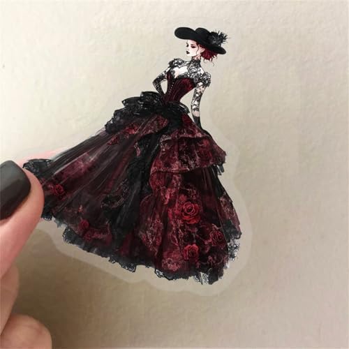 50pcs Transparent Vintage Stickers for Kids,Vintage Masquerade Sticker Halloween Waterproof PET Stickers for Scrapbook Journaling Photo Album Collage Card Victorian Sticker for Teens and Adults