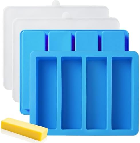 Sidosir 2 Pcs Butter Silicone Mold with Lid, Non-Stick Butter Mold Tray with Unscaled for Chocolate, Energy Bars, Cake, Ice, Butter Mold for Homemade Butter