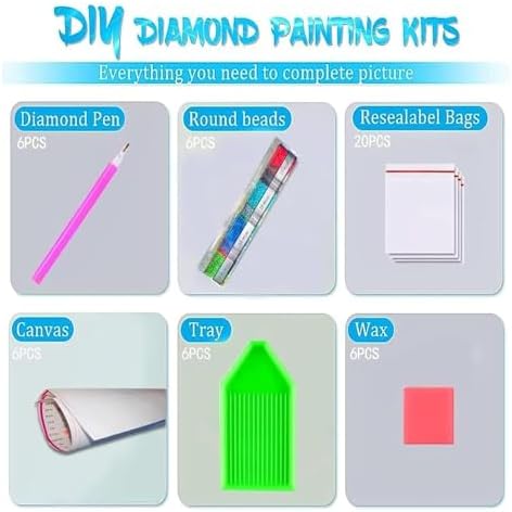 DOTSOPS 6 Pack Tarot Cards Diamond Painting Kits Art Adults Painting Kit