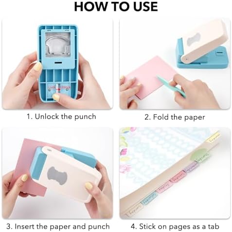 Tab Punch, Whale-Tail Tab Puncher for Paper Crafts, Handheld Folder Punch Loose Leaf Separator Label Cutter Puncher for Planner Inserts, Notebooks, Scrapbook, Journals, Bibles, Classification File