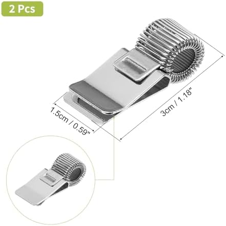 PATIKIL 2Pcs Pen Holder Clips, Metal Pen Clip Holder Adjustable Loop Pen Pencil Organizer with Single Spring Loop for Notebook, Clipboard, Silver Tone