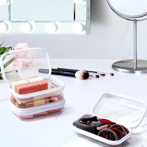 YOPCDJ Clear Hard Shell Zipper Case Clear Zipper Pouches, Travel Toiletry Bag & Waterproof Makeup Organizer, Diaper bag, Plastic Pouch for Office Home Storage, White 3 Pack, LSS