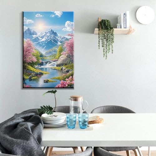 ATDMS Mountain Paint by Numbers Kits for Adult with Frame, 7.87x11.81 Inch