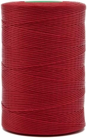 Flat Waxed Thread 0.8mm 710Yds for Leather Craft DIY Hand Sewing Projects Shoes Repair（Red）