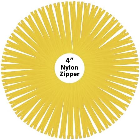 Mandala Crafts 100 Mustard Yellow Closed-End 4" Nylon Zippers for Sewing