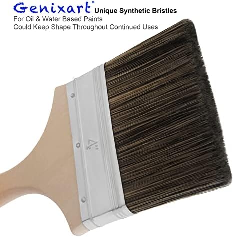 Double Thick Chip Paint Brush, 6 Pack, 4 inch / 100mm Stain Brushes for Painting Walls and Fence Staining, Wooden Handle Masonry Paintbrush for Varnish, Paste, Gesso and Limewash