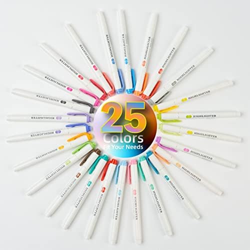 Pastel Highlighters - 25 Pcs Assorted Colors Dual Tip Real Mild Highlighter Markers, Chisel & Fine Tips for Bible Journaling, Note Taking, School Supplies, No Bleed