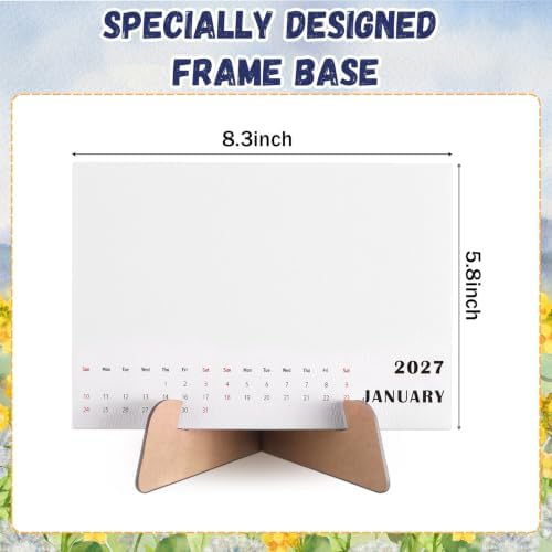 Faccito Watercolor Calendar Set for 2027-2028 Paint Desk Calendar 24 Sheets Watercolor Paper Bulk with Desktop Bracket Art Supplies for Crafts and DIY Media(5.8 x 8.3inch)