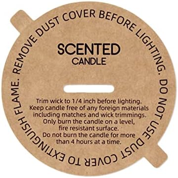 CandMak Candle Dust Covers, 160pcs Printed Kraft Card Candle Dust Lid with Pull Tab for Candle Making (2.5")