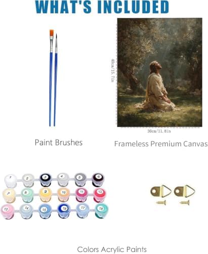 Vintage Jesus Paint by Numbers Kit for Adults Framed Canvas, Frameworkless