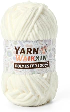 White Soft Chenille Yarn for Crocheting, Fluffy Chunky Crochet Yarn for Baby Blanket, (3.52oz/131yds) Fuzzy Velvet Yarn for Amigurumi&DIY Puzzle、Crafts、Scarf
