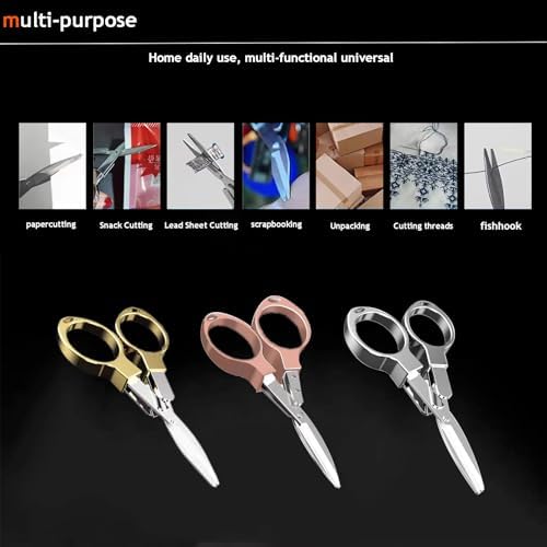 YVAOG Mini Folding Scissors, Safe Portable Travel Mini Scissors, Stainless Steel Retractable Small Scissors for Home Office, 2 Piece Set (gold)