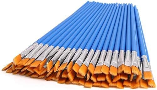DECYOOL 60 Pcs Flat Paint Brushes Bulk, Small Paint Brush Set for Painting | Shed-Free Nylon Bristles, Art Crafts School Projects, Versatile for Watercolor Oil Gouache Acrylic Painting