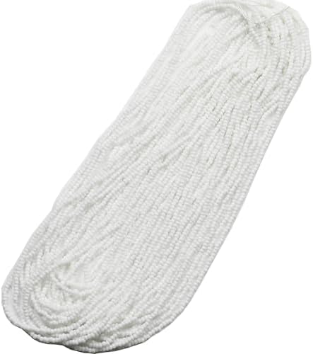 11/0 Glass White Color Seed Beads Hanks (1 Hank 3 Meters) Total 3 String Hanks About 6000pcs, 9 Meters String Seed Beads Strand Hanks (White)