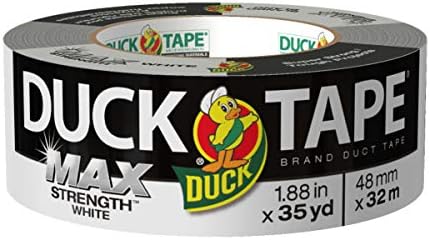 Duck Brand Max Strength Duct Tape - 1 Roll - Heavy Duty Hold - 1.88 Inch x 35 Yards - White (240866)