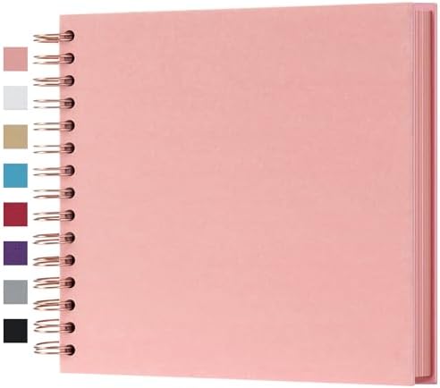 potricher 8 x 8 Inch DIY Scrapbook Album 80 Pages with Kraft Paper, Pink | Thick Kraft Paper Scrap Book Photo Albums, Memory Book for Wedding, Anniversary, Baby, Family, Travel, DIY Projects