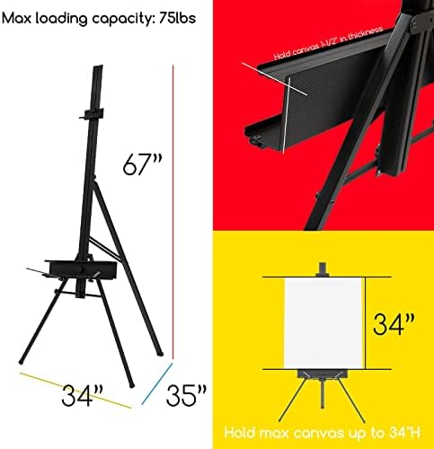 MEEDEN Aluminum Easel Stand for Painting: Portable Art Tripod