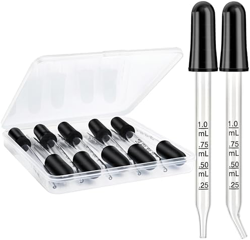 Eye Dropper, 1mL Glass Liquids Pipette Dropper Tool with Measurement Herain