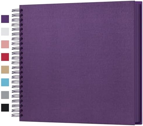 potricher 12 x 12 Inch Large DIY Scrapbook Photo Album 80 Pages, Purple | Thick Kraft Paper Scrap Book Photo Albums, Memory Book for Wedding, Anniversary, Baby, Family, Travel, DIY Projects
