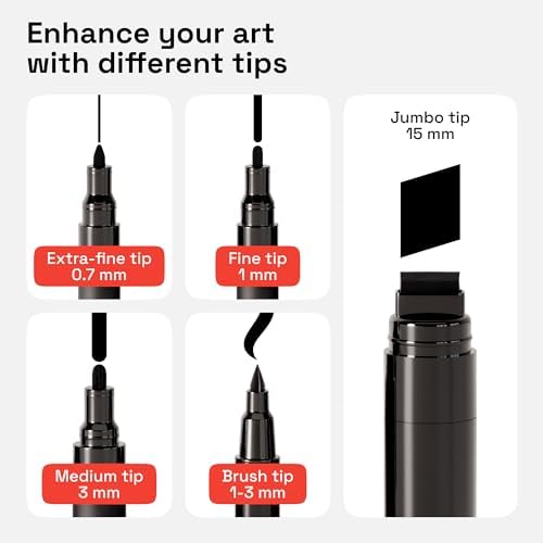ARTISTRO Black Paint Pens - Various Tips - Set of 5