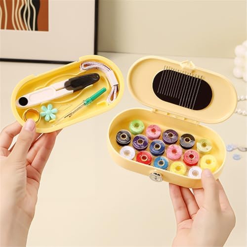 FKOG Sewing Project Kit, 135 Pcs Family Sewing Supplies Repair Kit Traveler Sewing Kit Sewing Thread Accessories DIY Sewing Supplies Organizer (White Grey)