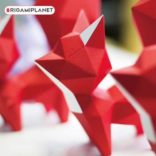 Red Fox 3D Origami Paper Craft Kit, Creative Handmade Paper Art for Home Decor, Unique DIY Animal Models Papercraft Set Present for Lady/Wife/Woman