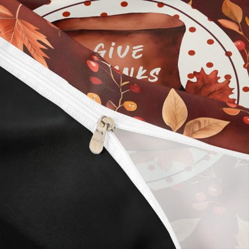 Erosebridal Thanksgiving Hat Duvet Cover Toddler Size Watercolor Fall Maple Bedding Set for Kids Boys Girls Autumn Pumpkin Comforter Cover Rustic Harvest Bedclothes Room Decor