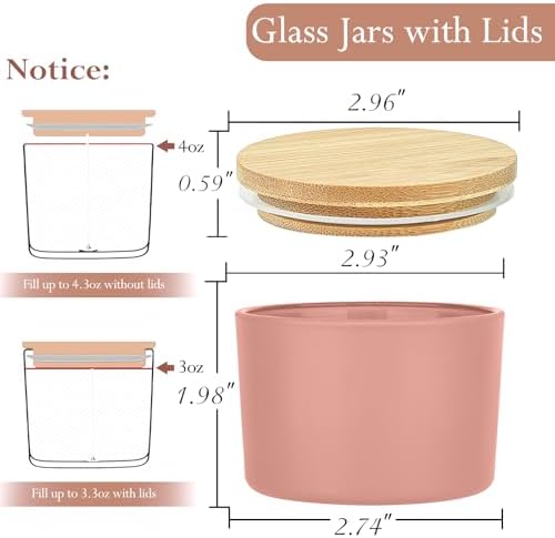 CONNOO 15 Pack 4oz Spring Glass Candle Jars with Airtight Bamboo Lids