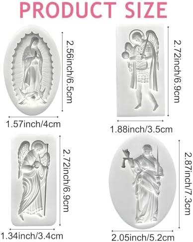 Angel Relief Silicone Molds, Ancient Greece Goddess Fondant Molds, Virgin Mary Goddess of Justice Shaped Chocolate Baking Molds for Cake Biscuit Soap Sugar Dessert Decoration Resin Clay Set of 4