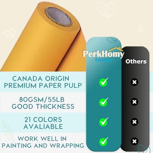 PerkHomy Orange Kraft Paper Roll 17.5" x 960" (80') for Gift Wrapping Bouquet Flower Art Painting Craft Writing Packaging Shipping 80GSM 55LB (Orange, 17.5" x 80')