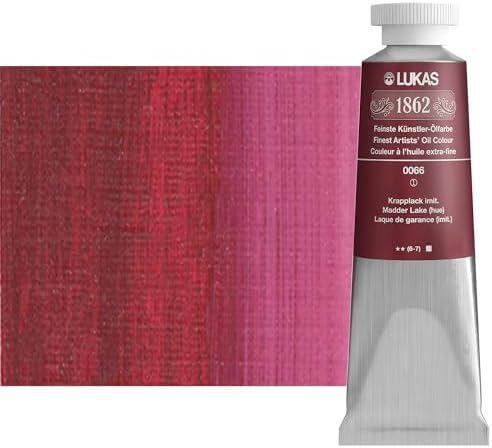 Lukas 1862 Professional German Oil Paint, Madder Lake Hue 37 mL - w/Beeswax & Non-Yellowing Sunflower Oil, Short Drying Time, Smooth, Outstanding Lightfastness