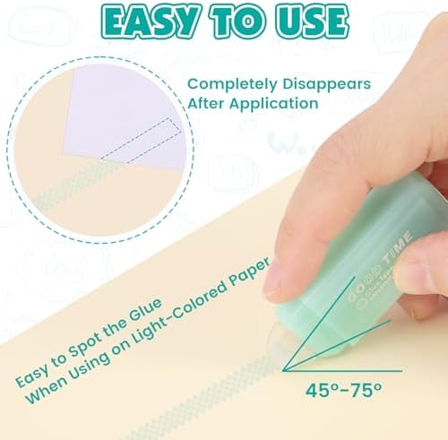 8 Pack Double Sided Glue Tape Roller for Scrapbook Supplies-0.24IN x 20FT