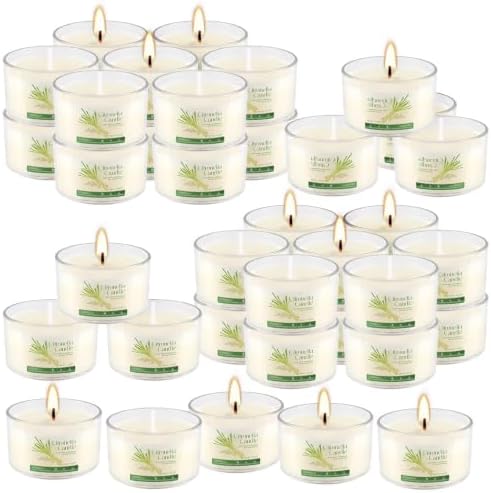 40 Pack Citronella Candles Bulk, Long Burning Portable Travel Size Soy Wax Candles with Natural Citronella Oil, Small Acrylic Jar Candle Set for Patio, Backyard, Camping, Indoor Outside