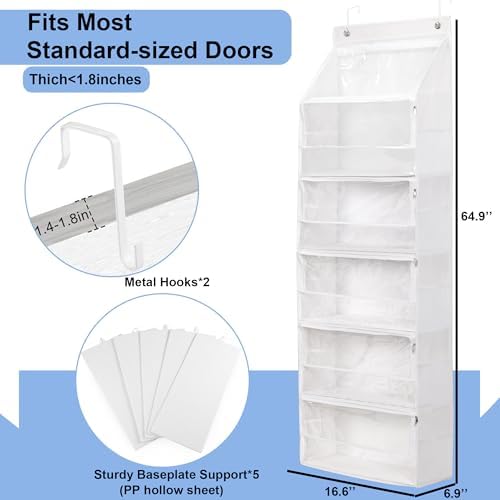 Hanging Yarn Storage Organizer, Large Capacity Knitting Organizer Storage with 6 Zipper Closure Compartments, Over the Door Hanging Yarn Holder for Knitting Needles Crochet Kit Crochet Hooks