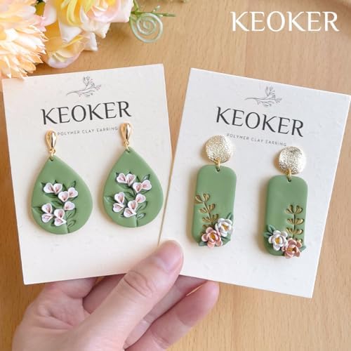 KEOKER Leaves Clay Stamps - 7 Shapes Clay Cutters for Polymer Clay Jewelry Making, Work with Polymer Clay Cutter, Leaves Polymer Clay Cutters for Earrings, Polymer Clay Stamps and Molds