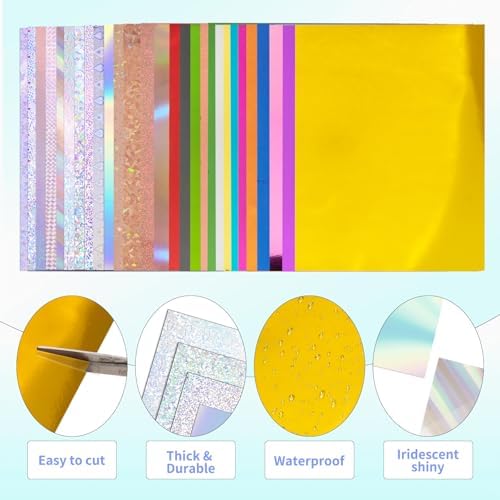 28 Pack Metallic Holographic Cardstock Paper Sheets 8" x 12" 250gsm/92lb