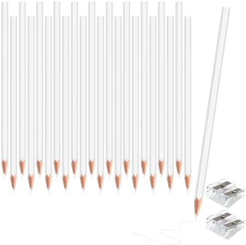 24 Pack White Colored Pencils for Kids, Pre-sharpened Art Pencils Back to School Supplies Set, Drawing Sketching Pencils for Students, Teachers, Classroom