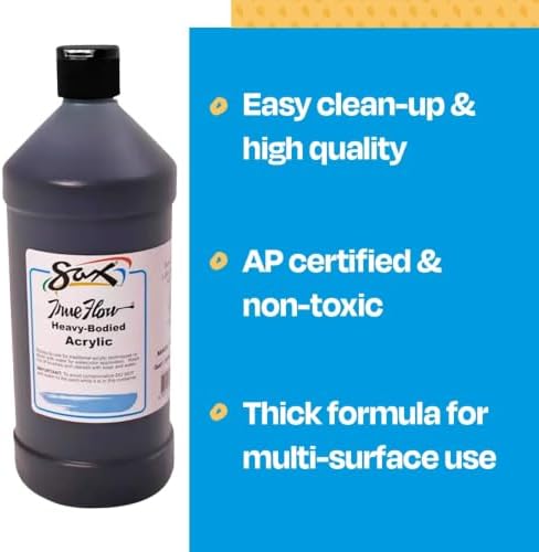 Sax Heavy Body Acrylic Paint for School and Arts and Crafts Use, Mars Black, 1 Quart