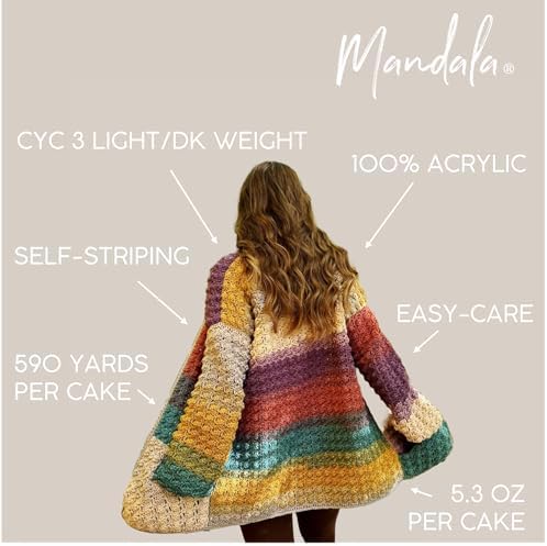 Lion Brand Yarn, Mandala DK Crochet Yarn, Orcs, Multicolor, 3 Pack