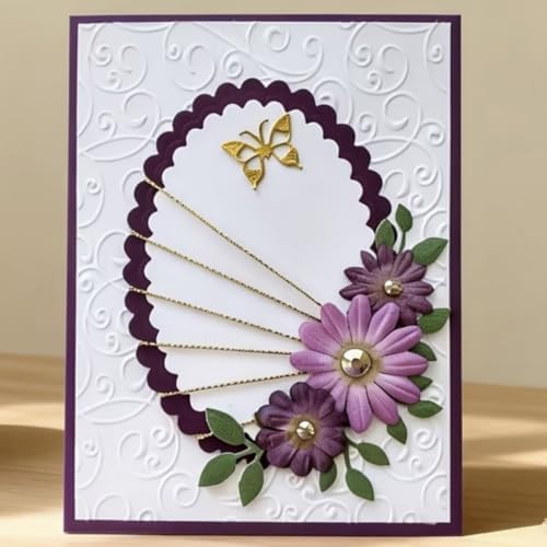 Scrapbooking Die-Cuts for Card Making, Christmas Metal Cutting Dies, Paper Craft Punch Template, Background Embossing Stencils, DIY Album Décor (Lace Round Frame and Flower-11.1x10.8cm)