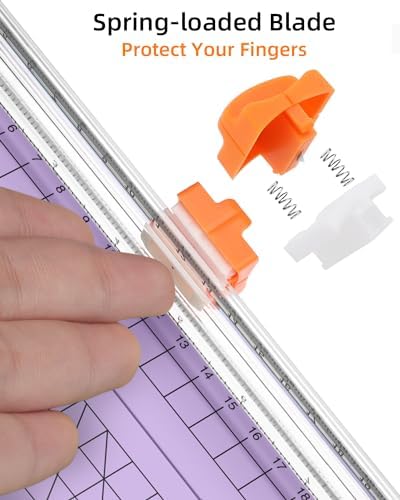 Firbon A5 Paper Cutter, Small Straight Paper Trimmer with Side Ruler | Purple Compact Design | Cuts Photo, Cardstock, Labels & Coupons | Portable Desktop Slicer | Scrapbooking & Craft Projects