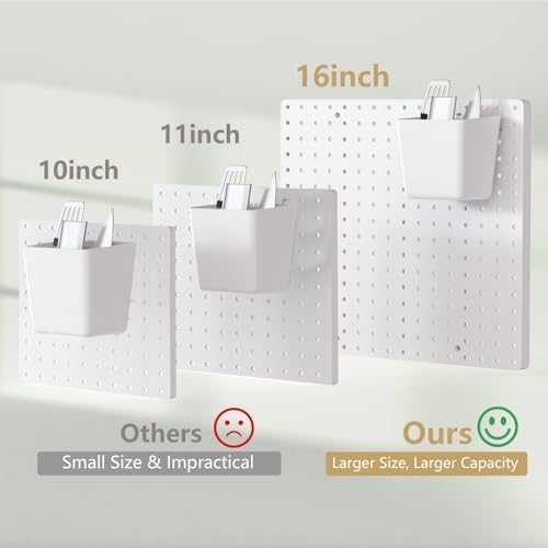 FZK Modular Plastic Peg Board Wall Organizer Kit, 16x16, White