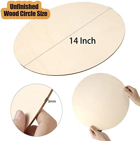 5Pcs 14 Inch Wood Circles for Crafts, Unfinished Blank Wooden Rounds Slice Wooden Cutouts for DIY Crafts, Door Hanger, Sign, Wood Buring, Painting, Christmas Décor