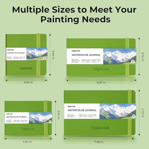 Watercolor Journal - 100% Cotton Hot Press Paper | 20 Sheets 40 Pages | 300GSM (140lb) | PU Leather Cover Watercolor Sketch Books for Artists Painting,Mixed Media 7.5 in x 4.7 in