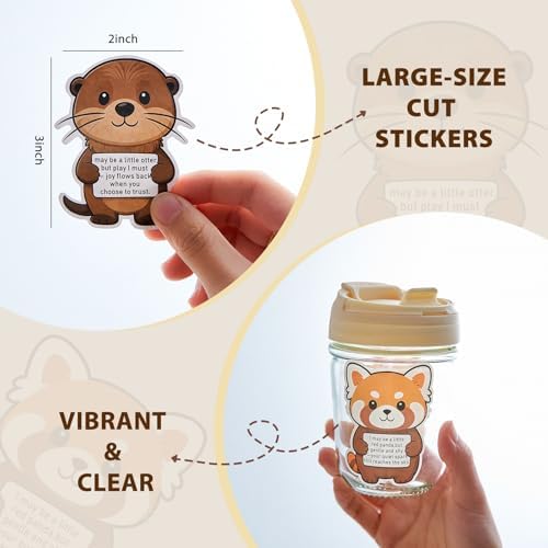 56 Pcs Emotional Support Animals Stickers, Motivational Waterproof Sticker, Cute Inspirational Buddies for Water Bottles, Laptops, Phones, Planners & Gifts