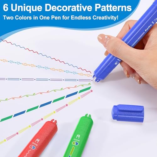 AECHY Dual Tip Glitter Highlighters & Dual-Color Gradient Pattern, 6 Pack