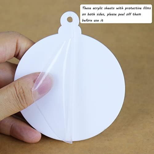 20Pcs 3 Inch Blank Acrylic Christmas Ornaments 2025 White Unfinished Round Acrylic Christmas Ornaments for DIY Craft Hanging Ornaments for Christmas Tree Decoration Xmas Party Decorations