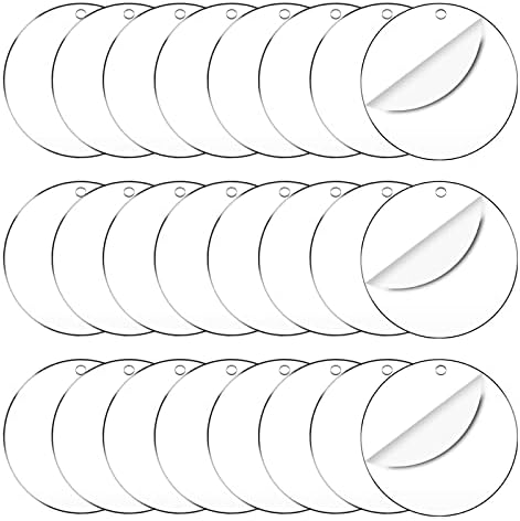 Clear Acrylic Circle with Hole, 75x1.5 mm, 3", 50 Pieces | Transparent, Ornament Blanks, Round Sheets, For Decorative Tags with Paintings